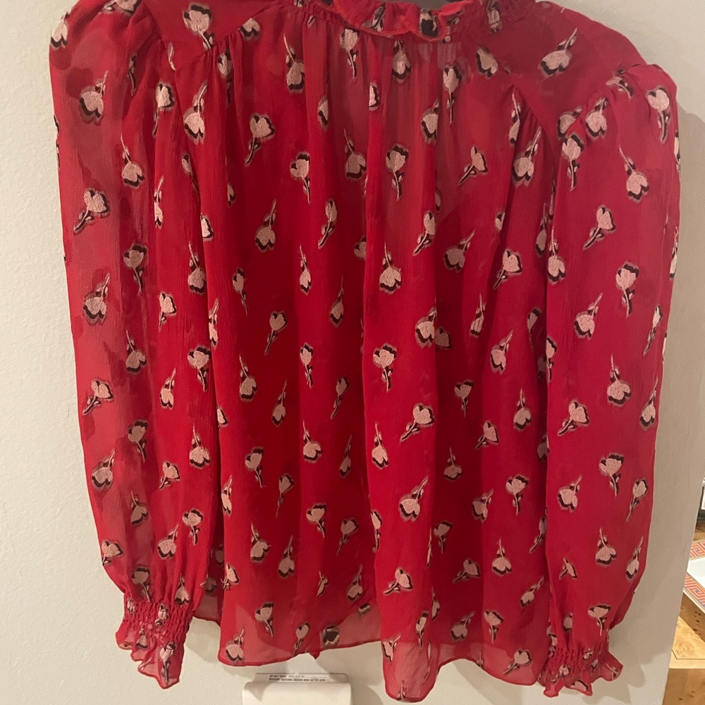 ba&sh Red Patterned Blouse
